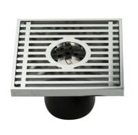 Трап латунный хром 100*100 выход 50мм вертик. крышка с уникал.слив.вод 00082